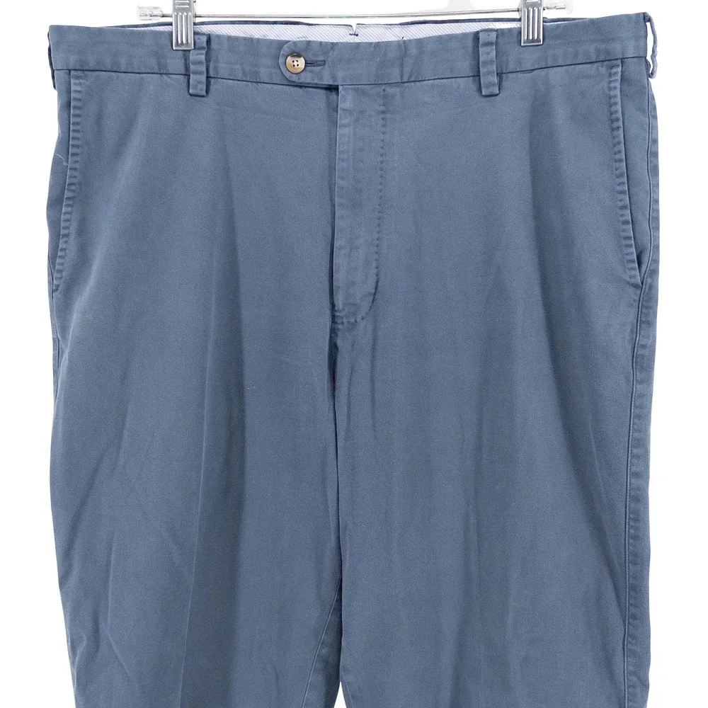 Peter Millar Mens 38x30 Soft Touch Flat Front Trousers Pants Blue Pima Cotton